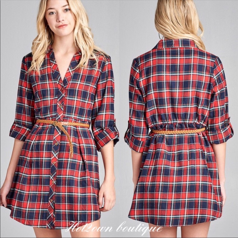 🆕JUST IN! ♦️NWT! Boutique FLANNEL BELTED DRESSES
